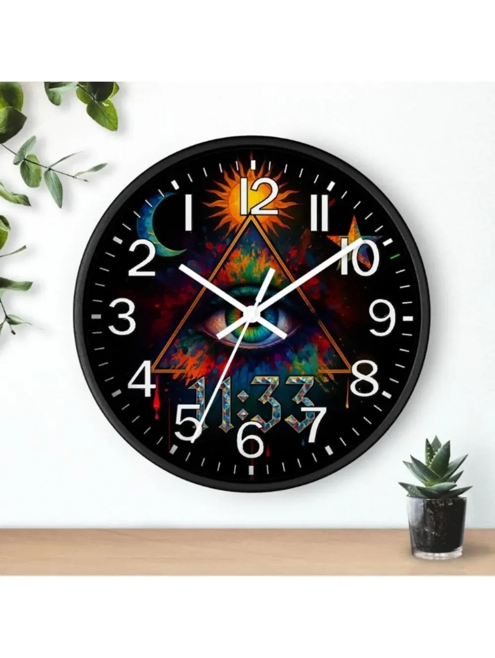 Reverse Ticking 1133 Illuminati All Seeing Eye Glow In The Dark Wall Clock New!